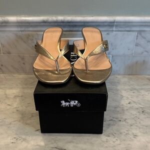 Coach Metallic Gold Thong Mules for Women